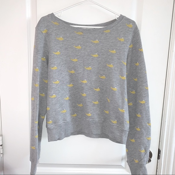 WildFox Whale Crewneck Sweatshirt Sweater Gray Yellow Size Small - Picture 3 of 8